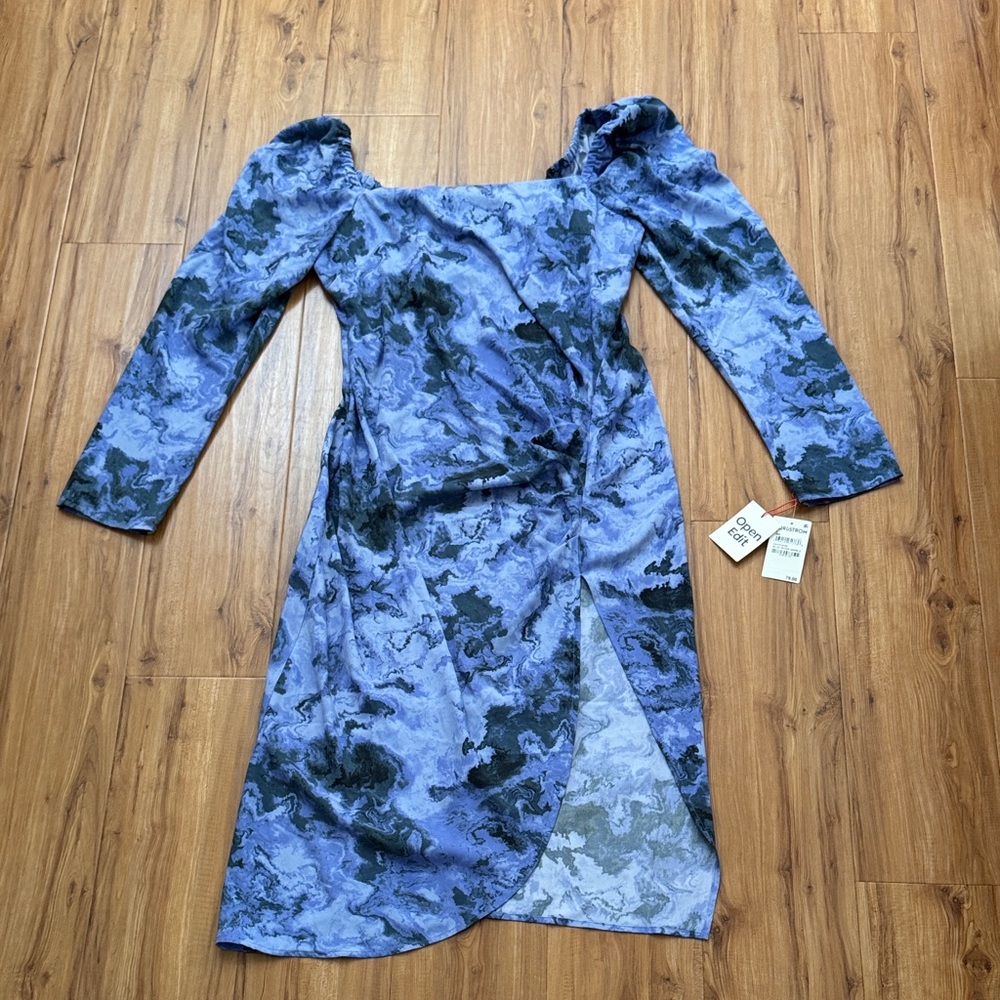 Open Edit Elegant Blue Marble Dress